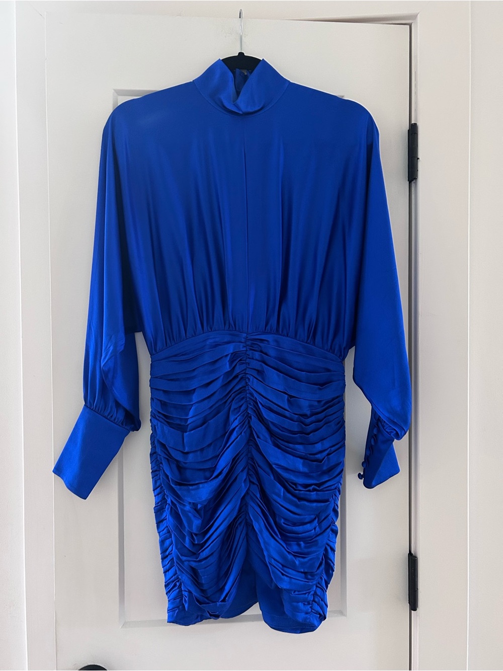 Retrofete Barbara silk mini dress in cobalt blue size small